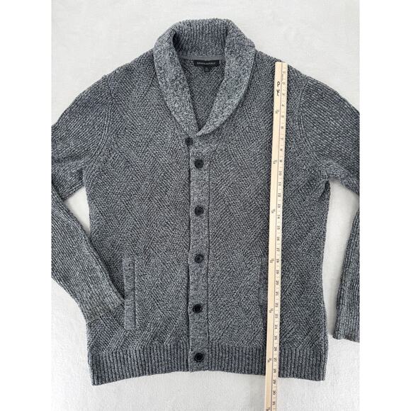 Banana Republic Mens Black White Cotton Cardigan Sweater Grandpacore Shawl XL - Picture 8 of 8